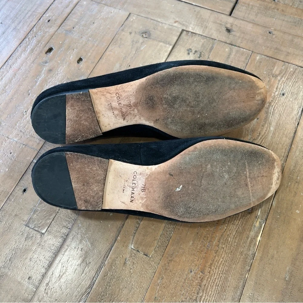 Cole Haan Black Velvet Slip On Smoking Loafers Flats Academia Preppy 7.5